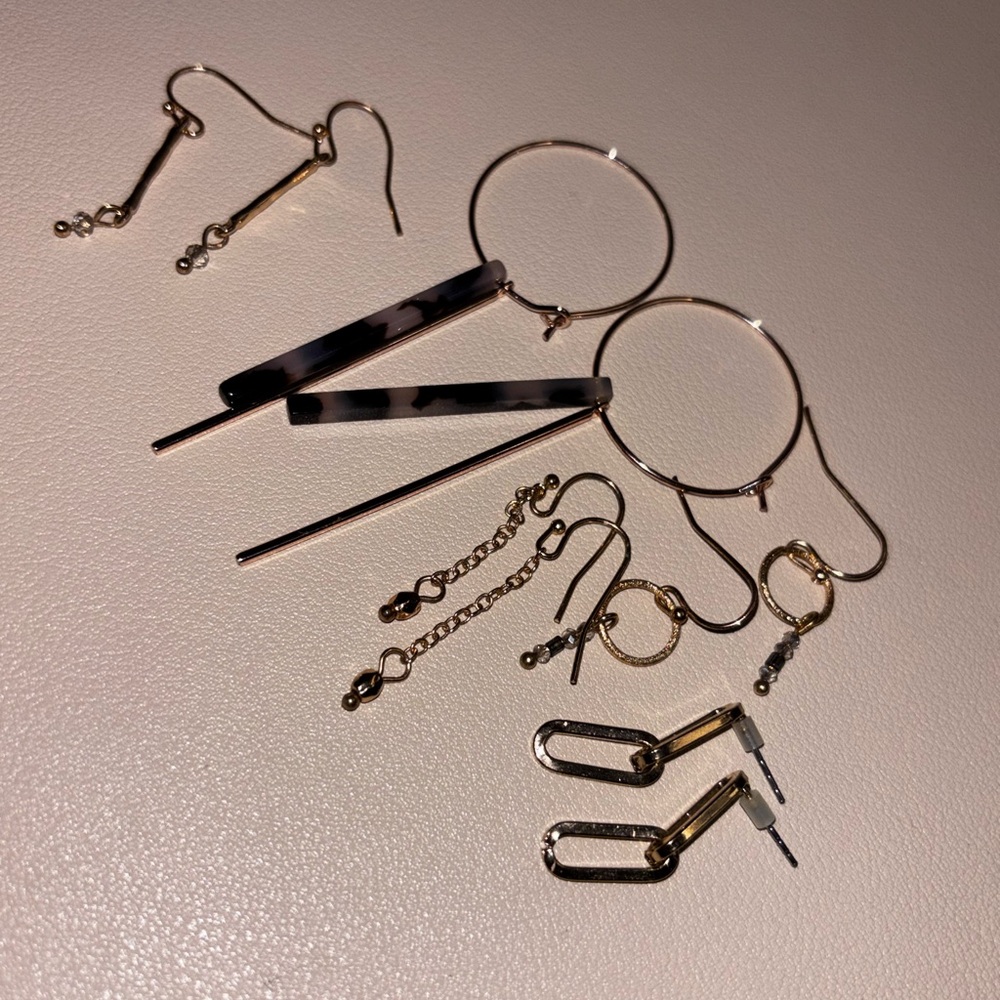 Five Pairs of Gold Toned Earrings